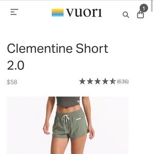 Vuori shorts, size small, clementine/green